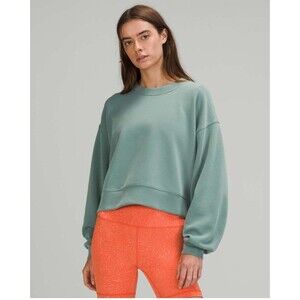 Lululemon Softstreme Perfectly Oversized Cropped Crew Neck Sweater Sz 10 /12